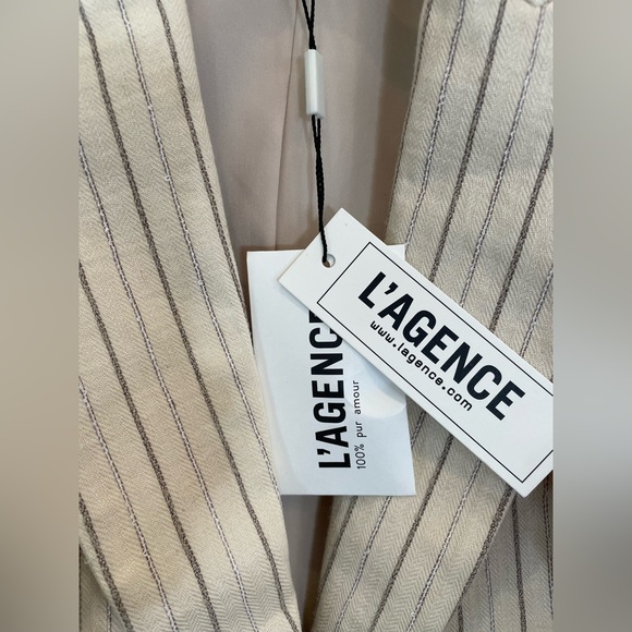 L’AGENCE Clementine striped linen blend blazer Women’s 8 New With Tags - Picture 5 of 11